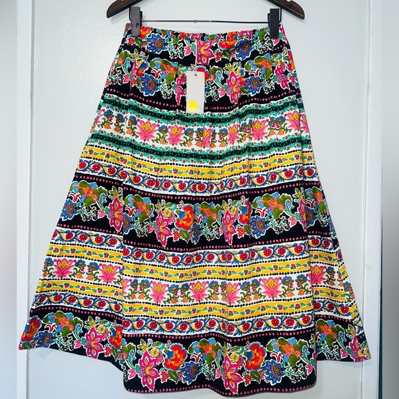 Boden Pleated Full Midi Skirt Multi, Tapestry Stripe - Picture 5 of 9